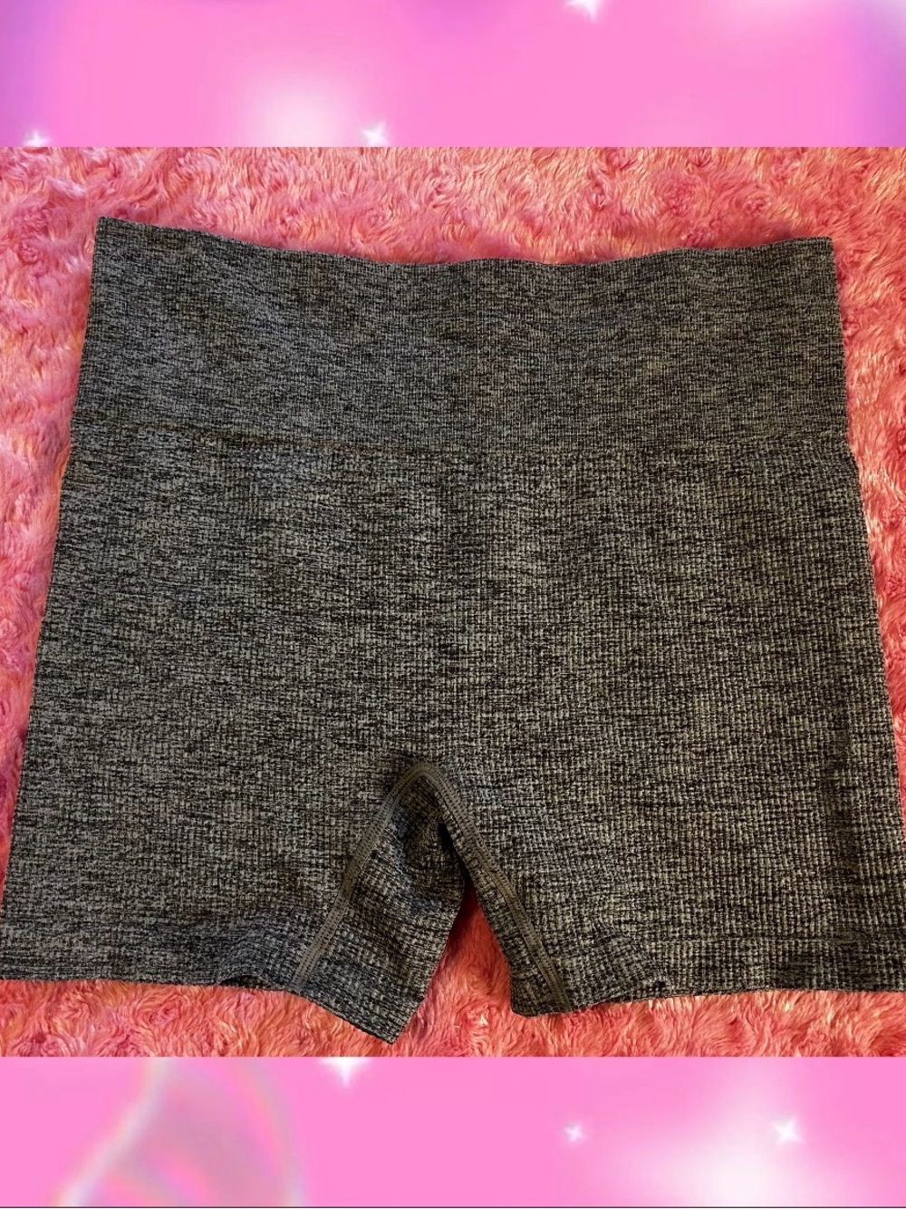 Colsie Black-Gray Ribbed High-Rise Bike Shorts